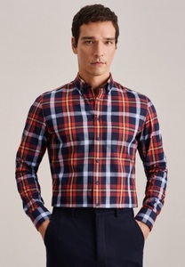 Seidensticker, Flanellhemd Slim Fit Langarm Karo Herren Orange 43, seidensticker Flanellhemd »Slim« Slim 1/1 Button-Down-Kragen Karo