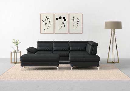 SIT&MORE, sit&more Ecksofa »Cabrio«, mit Sitztiefenverstellung und Federkern, 3 Nierenkissen, sit&more Ecksofa »Cabrio L-Form, B: 274 cm, mit Sitztiefen-, Arm- & Kopfteilverstellung« 3 Nierenkissen, Federkern, optional Bettfunktion und Stauraum