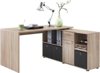 FMD, FMD Eckschreibtisch »Lex«, FMD Eckschreibtisch »Lex, Schreibtisch / Sideboard,«, variabel montierbar, Breite 136 / 205 cm, Made in Germany