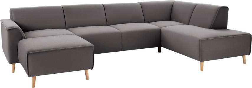 ANDAS, andas Wohnlandschaft »Janek«, mit Federkern und Keder in scandinavischem Design, Home affaire Wohnlandschaft »Janek Scandic Design, elegant und zeitlos U-Form« mit Federkern und Keder in scandinavischem Design