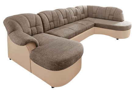 DOMO collection, DOMO collection Wohnlandschaft, DOMO collection Wohnlandschaft »Flores auch in Leder-Bezug, B/T/H: 293/180/86 cm, U-Form« wahlw. mit Bettfunktion, wahlw. mit Federkern, Unser Dauertiefpreis