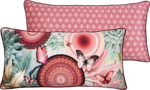 undefined, Hip Nicki-Velours Kissen Jimena, gefüllt, hip Dekokissen »Jimena«, Mit Füllung, 1 Stück, Biese, 30x60, Wendeoptik, Weich, Mandala