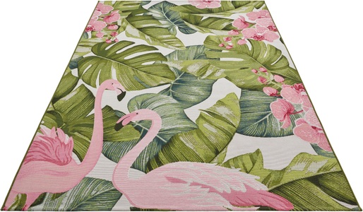 Hanse Home, HANSE Home Outdoorteppich »Tropical Flamingo«, rechteckig, 3 mm Höhe, strapazierfähig, robust, pflegeleicht, fussbodenheizungsgeeignet, HANSE Home Outdoorteppich »Tropical Flamingo«, rechteckig, 3 mm Höhe, In-& Outdoor, Teppich, Wetterfest, Balkon, Garten, Wohnzimmer, Floral