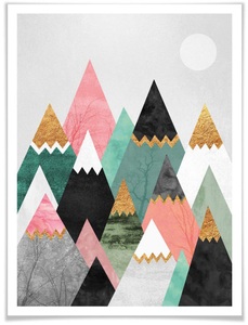 Wall-Art, Wall-Art Poster »Bunte Berge«, Berge, (1 St.), Wall-Art Poster »Bunte Berge«, Berge, (1 St.), Poster ohne Bilderrahmen