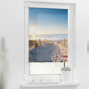 LICHTBLICK, LICHTBLICK Seitenzugrollo »Rollo Klemmfix, ohne Bohren, Verdunkelung, Ostseestrand - Blau«, verdunkelnd, Verdunkelung, freihängend, LICHTBLICK ORIGINAL Seitenzugrollo »Rollo Klemmfix, ohne Bohren, Verdunkelung, Ostseestrand - Blau«, verdunkelnd, Verdunkelung-energiesparend, freihängend
