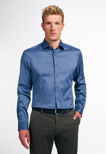 Eterna, ETERNA LANGARM HEMD SLIM FIT PERFORMANCE SHIRT STRETCH RAUCHBLAU, 