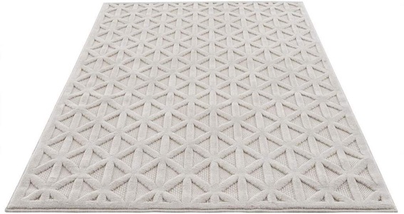Carpet City, Carpet City Teppich »SANTORINI 58500«, rechteckig, 5 mm Höhe, In/- Outdoor geeignet, 3D-Effekt, Geo-Muster, Wohnzimmer, Balkon, Terrasse, Carpet City Teppich »In-& Outdoorteppich Santorini 58500, 3D-Effekt, Raute-Optik«, rechteckig, 5 mm Höhe, Wetterfest & UV-beständig für Terrasse, Balkon, Küche, Flur
