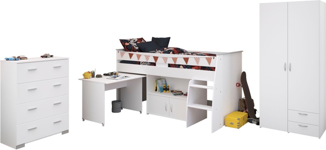 Parisot Jugendzimmer-Set »Parisot, Reverse 11«, (3 tlg.), ausziehbarer Schreibtisch auf Rollen, viel Stauraum, Kleiderschrank