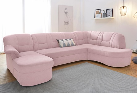 DOMO collection, DOMO collection Wohnlandschaft, DOMO collection Wohnlandschaft »Sarafina, zeitlos und komfortabel, optional mit Federkern, U-Form« wahlweise mit Bettfunktion