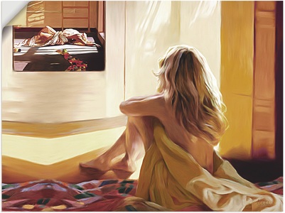 Artland, Artland Wandbild »Blondes Mädchen sitzt auf dem Bett«, Bilder von Frauen, (1 St.), in vielen Grössen & Produktarten - Alubild / Outdoorbild für den Aussenbereich, Leinwandbild, Poster, Wandaufkleber / Wandtattoo auch für Badezimmer geeignet, Artland Wandbild »Blondes Mädchen sitzt auf dem Bett«, Bilder von Frauen, (1 St.), als Alubild, Outdoorbild, Leinwandbild in verschied. Grössen