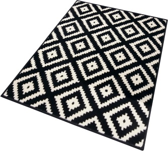 HANSE Home Teppich »Raute«, rechteckig, 9 mm Höhe, Rauten Muster, Ringsum kegettelt, Velours Haptik, Wohnzimmer, Schlafzimmer, Arbeitszimmer, Robust, Pflegeleicht