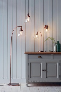Brilliant Leuchten, Brilliant Leuchten Pendelleuchte »Noami«, E27, 1 St., Hängelampe 1flg altkupfer, Brilliant Pendelleuchte »Noami«, 1 flammig, Leuchtmittel E27 ohne Leuchtmittel, im Retro-Design, 127 cm Höhe, Ø 22,5 cm, E27, Metall/Glas, altkupfer