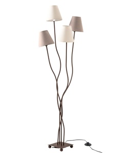 Näve, Vierflammige Textil-Stehlampe braun und weiß, Vierflammige Textil-Stehlampe braun und weiß