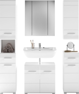 xonox.home, xonox.home Badmöbel-Set »Linus«, (Set, 5 St.), Badmöbel, 5-tlg, INOSIGN Badmöbel-Set »Malmö, 5 teilig, bestehend aus:«, (Set, 5 St.), Hochschrank, WBU, Spiegel, Unterschrank, Hängeschrank