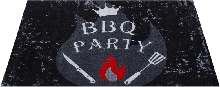 andiamo, Andiamo Fussmatte »BBQ Party - Grillmatte«, rechteckig, 3 mm Höhe, Schmutzfangmatte, Grillmatte bzw. Grillunterlage ideal als Bodenschutz, In- und Outdoor geeignet, 