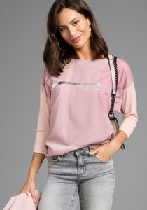 Laura Scott Shirtbluse, im Materialmix mit Folienprint