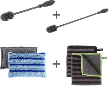 WENKO Reinigungstücher »Universal, Spül-Set«, Mikrofaser, (Set, 6 St.), mit Spülbürsten aus Silikon