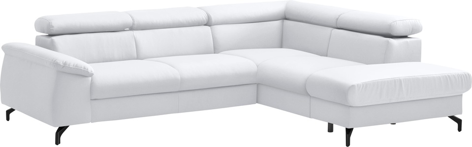 COTTA Ecksofa »Komaris I«, inklusive Kopfteilverstellung, wahlweise Bettfunktion/Bettkasten, eleganter schwarzer Fuss