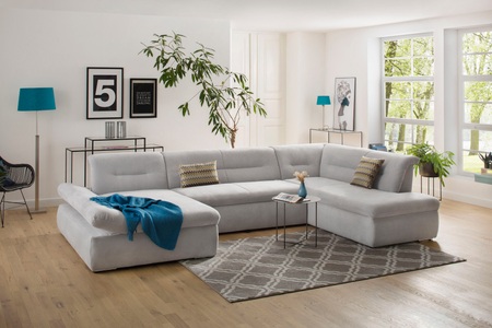 my home Wohnlandschaft »Avesa«, Wahlweise mit Armteilverstellung und Bettfunktion, B/T/H: 355/216/80 cm