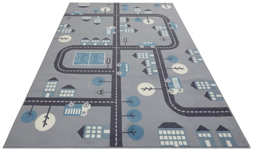 Hanse Home, HANSE Home Teppich »Town«, rechteckig, 0,9 mm Höhe, Weicher Flor, Schaldämmende Spielunterlage, Kinderzimmer, Strassen Design, Kurzflor, Robust, pflegeleicht, HANSE Home Kinderteppich »Town«, rechteckig, 0,9 mm Höhe, Kurzflor, Kinderteppich, Spielteppich, Strassen Design, Kinderzimmer