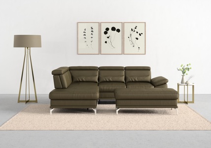 SIT&MORE, sit&more Ecksofa »Cabrio«, mit Sitztiefenverstellung und Federkern, 3 Nierenkissen, sit&more Ecksofa »Cabrio L-Form, B: 274 cm, mit Sitztiefen-, Arm- & Kopfteilverstellung« 3 Nierenkissen, Federkern, optional Bettfunktion und Stauraum