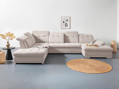 COTTA Wohnlandschaft »Holiday U-Form«, Sitztiefenverstellung, wahlweise mit Bettfunktion inkl. Bettkasten