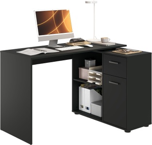 FMD Eckschreibtisch »AUGSBURG«, Schreibtisch/ Sideboard m. Stauraum, beids. montierb., 117 oder 148 cm