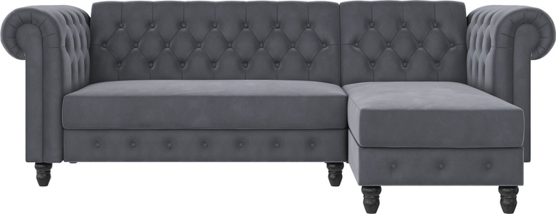 Dorel Home, Dorel Home Ecksofa »Felix«, mit Bett-Funktion, Recamiere beidseitig montierbar, Sitzhöhe 46 cm, Dorel Home Ecksofa »Felix, L-Form, 241 cm (Liegefl.108x195 cm), Recamiere tauschbar,« verstellb. Rückenlehne, Bett-Funktion, Velours, Kunstleder, Vintage
