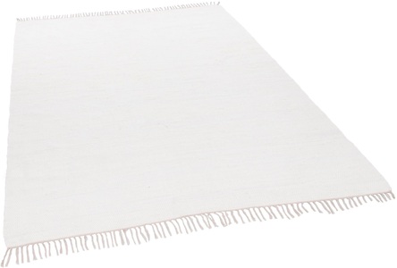 THEKO, THEKO Teppich »Happy Cotton«, rechteckig, 5 mm Höhe, Handweb Teppich, Flachgewebe, reine Baumwolle, handgewebt, mit Fransen, ideal im Wohnzimmer & Schlafzimmer, THEKO Teppich »Happy Cotton«, rechteckig, 5 mm Höhe, Handweb Teppich, Flachgewebe, reine Baumwolle, handgewebt, mit Fransen