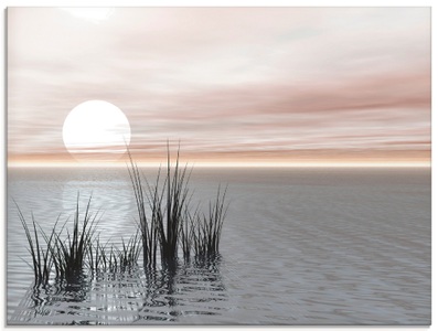 Artland Glasbild »Sonnenuntergang mit Schilf«