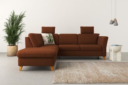 HOME AFFAIRE, Home affaire Ecksofa »Trelleborg«, Federkern-Polsterung, wahlweise mit Bettfunktion und Stauraum, Kopfstützen optional, Home affaire Ecksofa »Trelleborg L-Form«, Federkern-Polsterung, wahlweise mit Bettfunktion und Stauraum