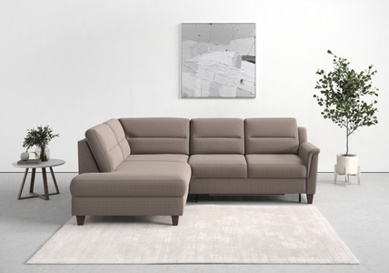 sit&more Ecksofa »Farö«, inklusive Federkern, mit naturfarbenen Füssen, wahlweise mit Bettfunktion und Bettkasten