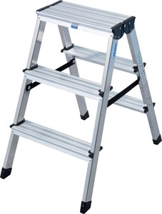KRAUSE, Krause 120328 Aluminium Stufen-Doppelleiter Arbeitshöhe (max.): 2.20 m Silber 2.4 kg, Krause 120328 Aluminium Stufen-Doppelleiter Arbeitshöhe (max.): 2.20 m Silber DIN EN 131 2.4 kg