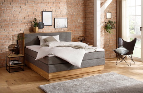 Home affaire Boxspringbett »Cavan«, aus massiver Eiche, inkl. Bettkasten & Topper, verschiedene Härtegrade (auch H4)