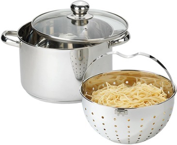 BEYOND, BEYOND Topf-Set (Set, 3-tlg.), BEYOND Topf-Set, Edelstahl 18/8, (Set, 3 tlg., 1 Kochtopf mit Glasdeckel Ø 24 cm, 1 Siebeinsatz Ø 21,5 cm), Kochen,Braten,Schmoren,Backen,Dünsten,Dämpfen,Blanchieren,Induktion