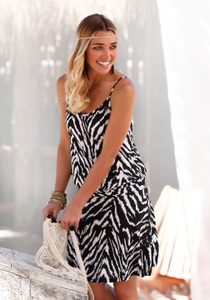 BEACHTIME, Beachtime Strandkleid, Beachtime Strandkleid, mit Animalprint und verstellbaren Trägern, kurzes Sommerkleid