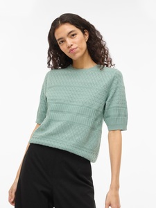 VILA, Vila Kurzarmpullover "VIMILOS S/S O-NECK POINTELLE TOP - NOOS"