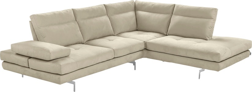 CALIA ITALIA, CALIA ITALIA Ecksofa »Toby Wing«, Sitztiefenverstellung, Eckelement mit Funktion, Füsse in Chrom glänzend, CALIA ITALIA Ecksofa »Toby Wing, L-Form, Multifunktionssofa, bequem und edel«, Sitztiefenverstellung und Armteilfunktion, Füsse chrom glänzend