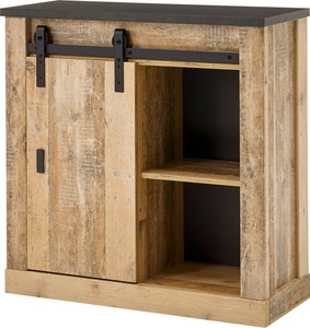 PREMIUM COLLECTION BY HOME AFFAIRE, Premium collection by Home affaire Regal »SHERWOOD«, in modernem Holz Dekor, mit Scheunentorbeschlag aus Metall, Breite 93 cm, 