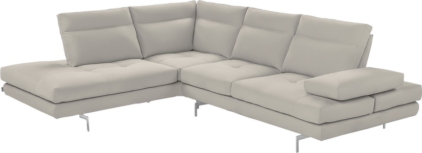 CALIA ITALIA, CALIA ITALIA Ecksofa »Toby Wing«, Sitztiefenverstellung, Eckelement mit Funktion, Füsse in Chrom glänzend, CALIA ITALIA Ecksofa »Toby Wing, L-Form, Multifunktionssofa, bequem und edel«, Sitztiefenverstellung und Armteilfunktion, Füsse chrom glänzend