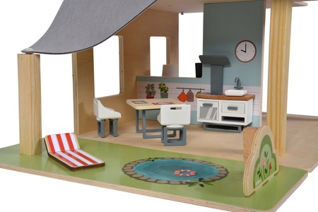 Simba Toys GmbH & Co., Eichhorn 100002505 - Puppenhaus mit 4 Zimmer, 3 Figuren, 25tlg., Puppenhaus VILLA VERANDA 25-teilig in bunt