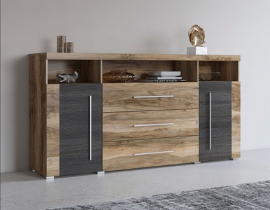 SERIE ROGER, Sideboard »Serie Roger«, Breite 182cm, INOSIGN Sideboard »Roger,Breite 182cm, stilvolle Schrank, 2 Holztüren 3 Schubladen«, Kommode mit viel Stauraum, Einlegeböden verstellbar