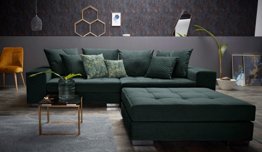 INOSIGN, INOSIGN Big-Sofa »Vale«, mit Steppung im Sitzbereich, Federkern und Zierkissen, INOSIGN Big-Sofa »Vale«, mit Steppung im Sitzbereich, Federkern und Zierkissen