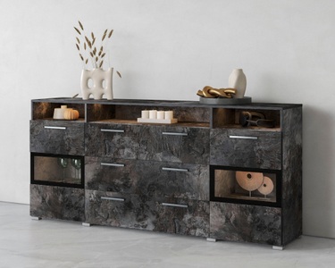 undefined, Sideboard, Breite 182 cm, INOSIGN Sideboard »Sarah mix«, Breite 182 cm, Türen mit Glaseinsatz