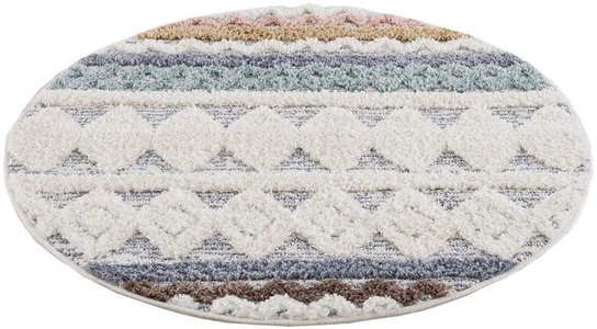 Carpet City, Carpet City Hochflor-Teppich »Focus«, rund, 20 mm Höhe, 3D-Optik, Boho-Stil, Wohnzimmer, Carpet City Hochflor-Teppich »Focus 3013«, rund, 20 mm Höhe, Boho-Teppich, Rauten-Design, besonders weich, 3D-Effekt