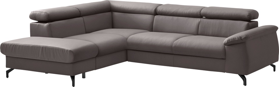 COTTA Ecksofa »Komaris I«, inklusive Kopfteilverstellung, wahlweise Bettfunktion/Bettkasten, eleganter schwarzer Fuss