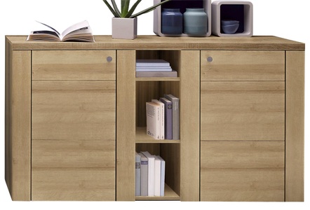 SERIE LARONA, Sideboard »Serie Larona«, Breite 155cm, Home affaire Sideboard »Larona, zeitlose Kommode mit 2 Türen, Türkommode, Breite 155 cm,«, Höhe 84 cm, viel Stauraum, Anrichte mit dekorativer Rahmenoptik