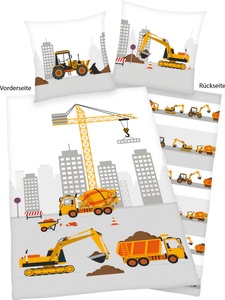HERDING, Herding Renforcé Kinder-Wendebettwäsche Baustelle, Herding Young Collection Kinderbettwäsche »Baustelle«, mit tollem Motiv