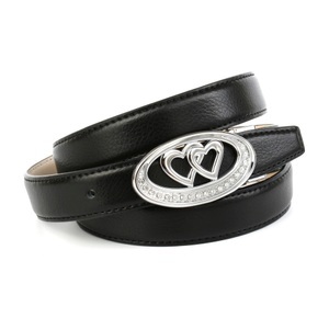 ANTHONI CROWN, Anthoni Crown Ledergürtel mit Schmuck-Schliesse verliebte Herzen, 