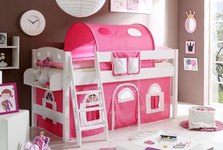 TICAA, Ticaa Einzel-/Hochbett »Kenny« mit Rolllattenrost und Textil-Set, 